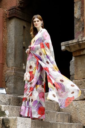 Clear Cut Floral Style Pure Chiffon Saree