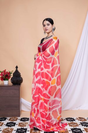 Flowers In Full Bloom Chiffon Saree