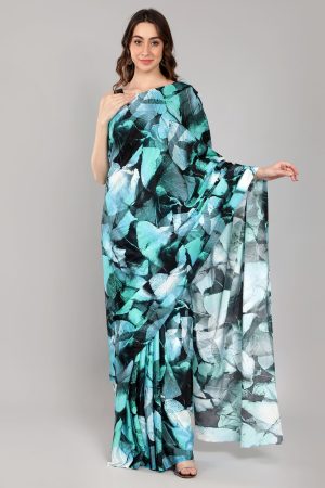 Sea Green Silk Crepe Saree