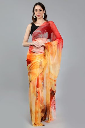 Orange Chiffon Saree