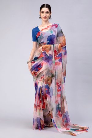 New Abstract Print Style Chiffon Saree