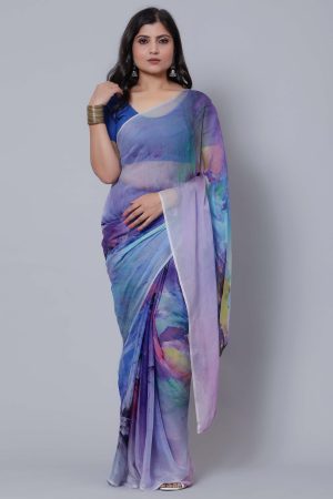 Hues of Blue Chiffon Saree