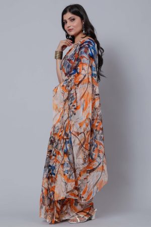 Floral Abstract Chiffon Saree