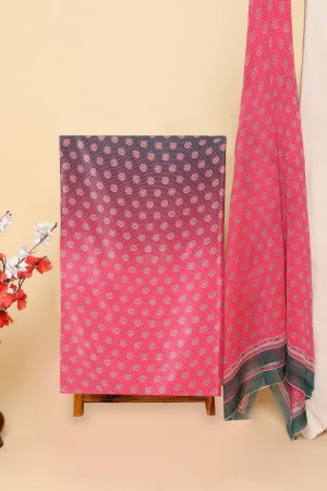 Three Piece Suit Pink Jewellery Print In Silk Crepe