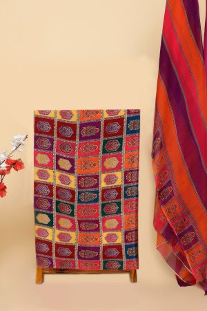 Three Piece Suit Ethnic Beauty In Silk Crepe