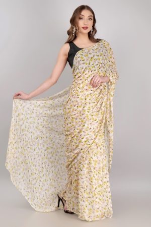 Yellow Shade Chiffon Saree