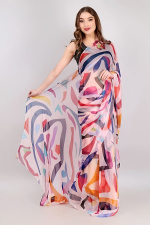 Pink Shade Pattern Chiffon Saree