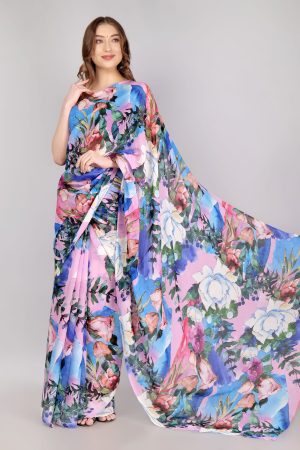 Floral Design Georgette Saree