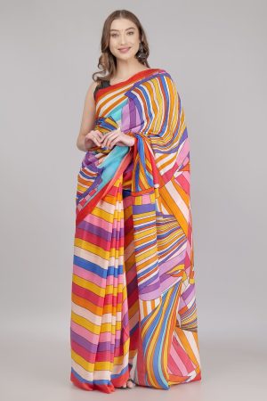 Colourful Stripes in Silk Crepe