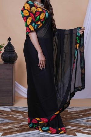 Petal Paradise indian chiffon saree