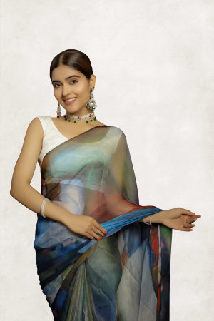 Dreamy Black Indian Chiffon Saree