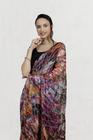 Petals IN ABSTRACT Indian Chiffon Saree