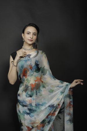 Canvas of Colors Indian Chiffon Saree
